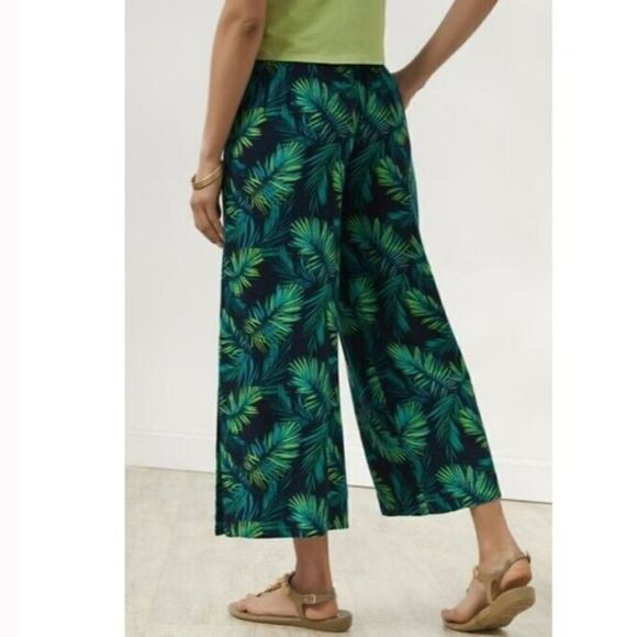 Soft Surroundings Palm Tree Sidnei Wide Leg Crop Pants Size Medium - Picture 4 of 7
